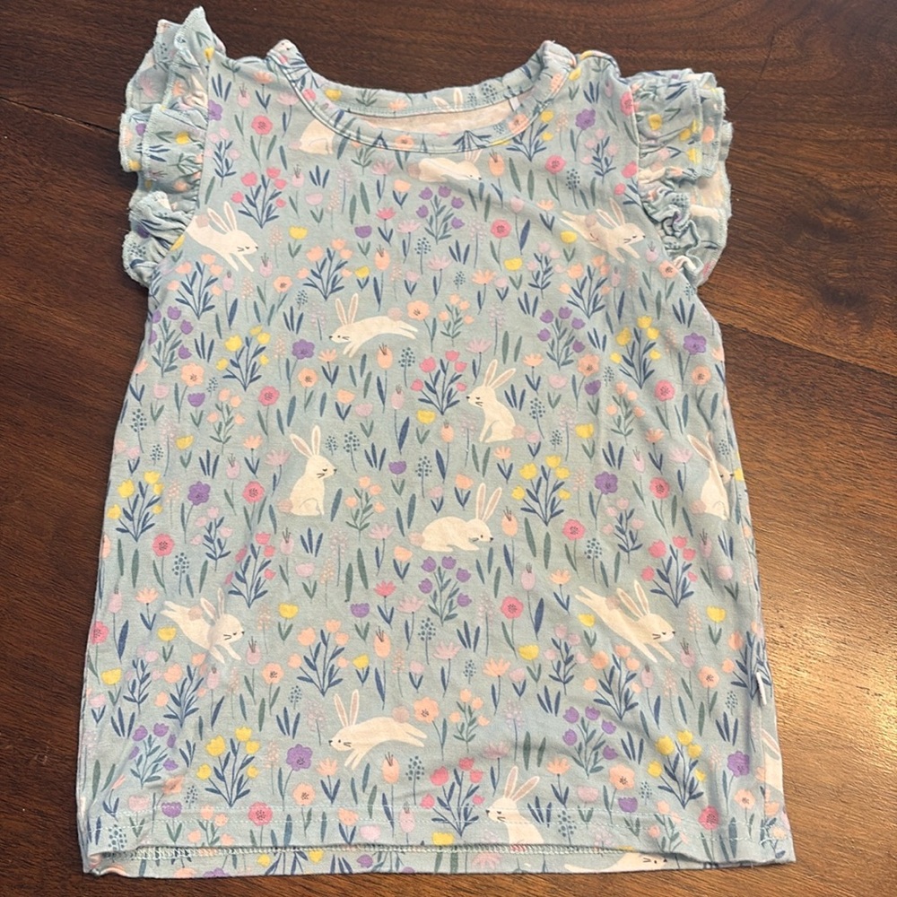 Little sleepies bunny print flutter tee 3T